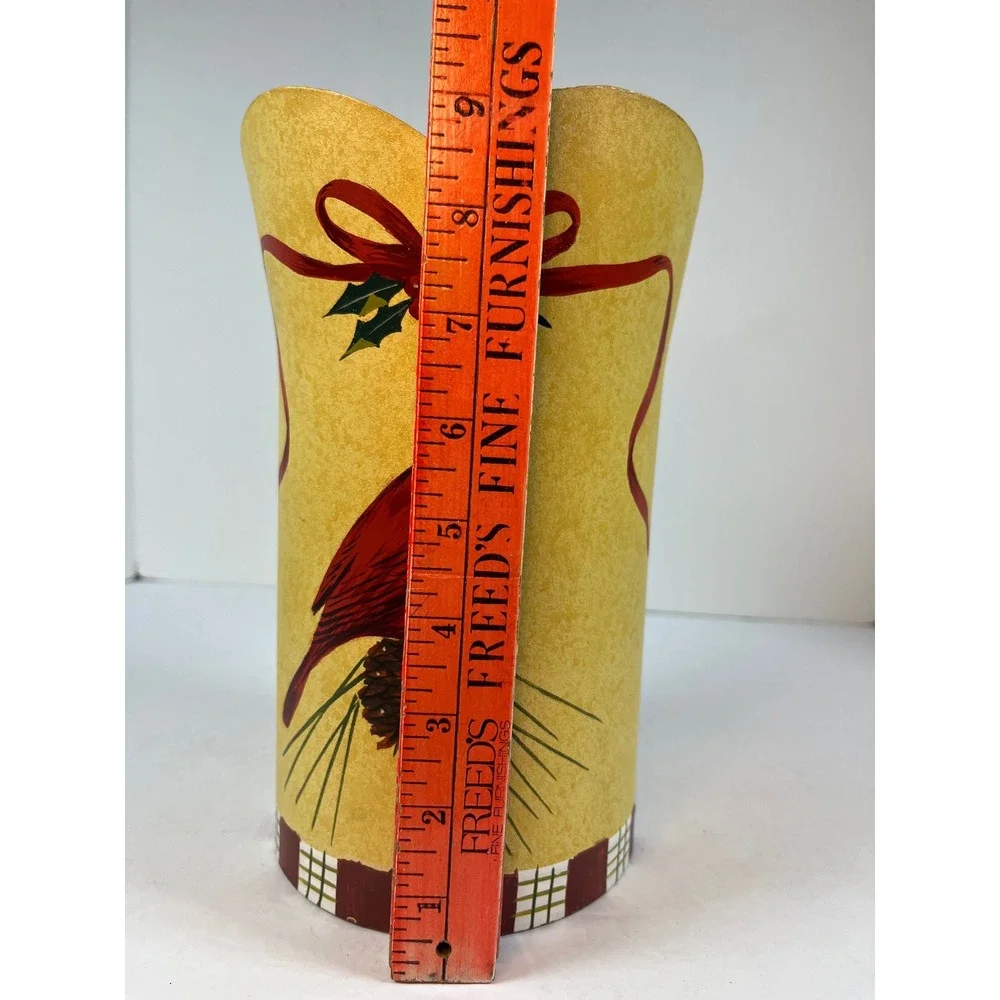 Lenox Winter Greetings Cardinal Metal Wine Cooler Ice Bucket Yellow Holly
